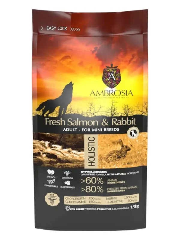 Ambrosia Fresh koeratoit mini tõugudele lõhe ja küülikuga 5kg