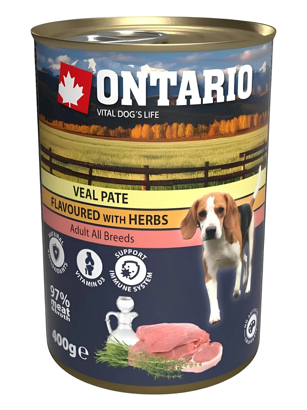 Ontario pasteet koertele vasika ja ürtidega 400g