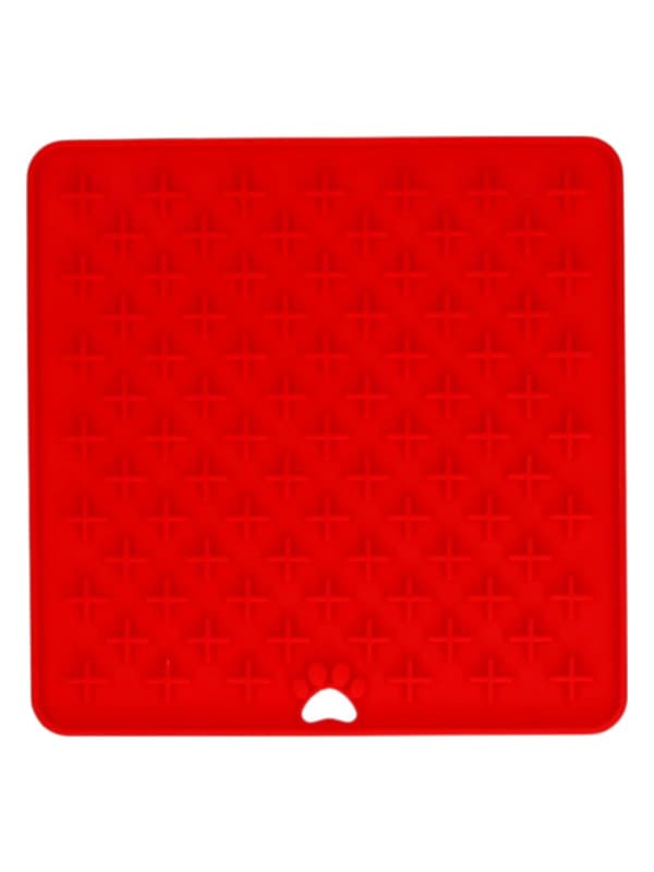 Lakkumismatt koertele ja kassidele punane, ristikestega 19x19 cm