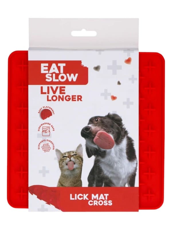 Lakkumismatt koertele ja kassidele punane, ristikestega 19x19 cm