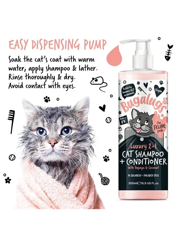 Bugalugs Luxury 2in1 šampoon ja palsam kassidele 500ml
