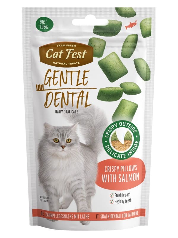 CatFest Dental krõbedad padjakesed lõhega, 30g